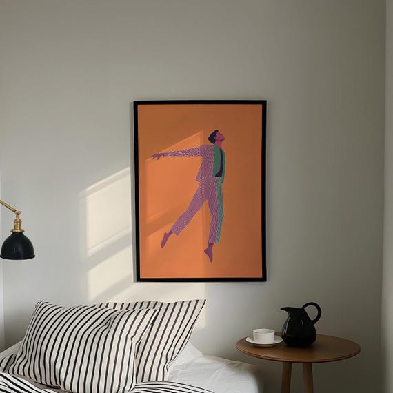 Dancing Man Stripe Abstract Stripe Large Wall Print Contemporary Artwork Minimalist Print Living Room Wall Art Print