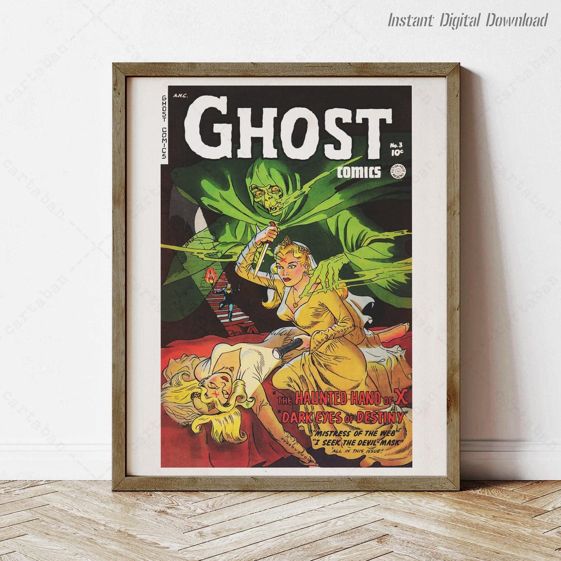 Ghost Comics No 3 Cover Horror Comic Haunted Hand Dark Eyes Poster