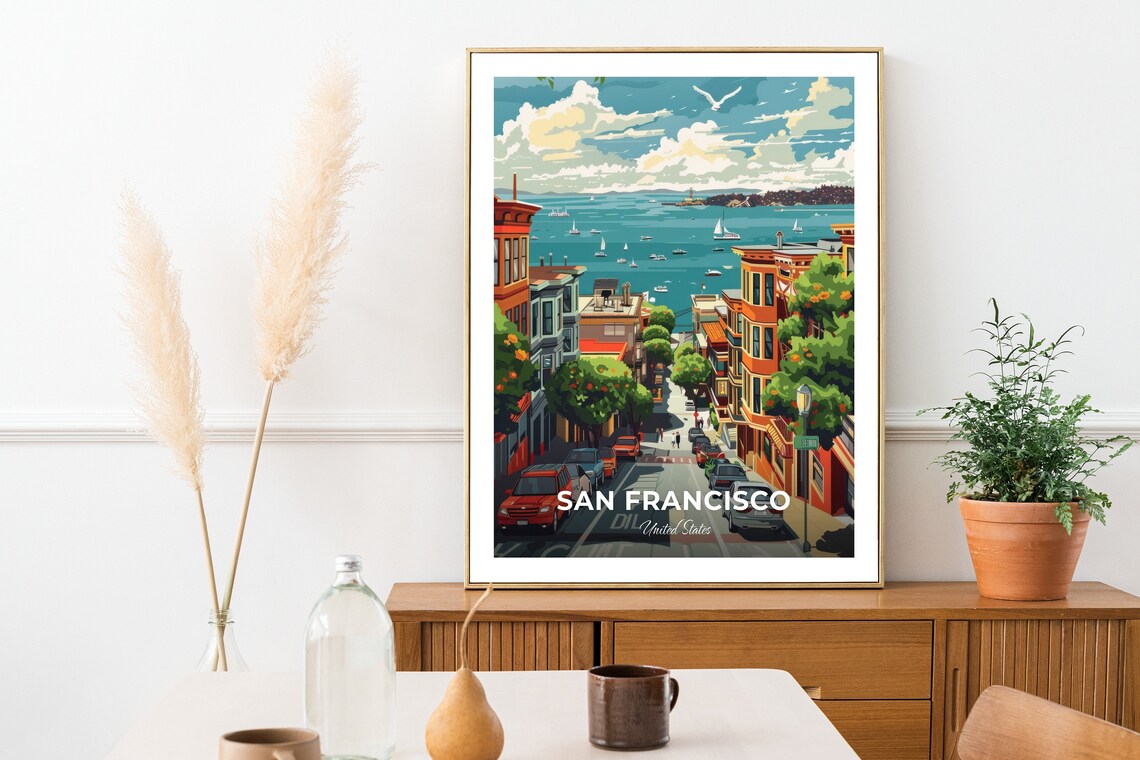 San Francisco Ghirardelli Square Hill Street Bay View Poster - Image 2
