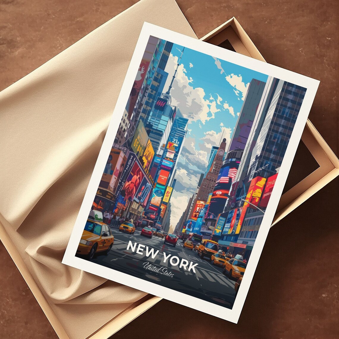 New York Broadway Times Square Taxis United States City Travel Poster - Image 3