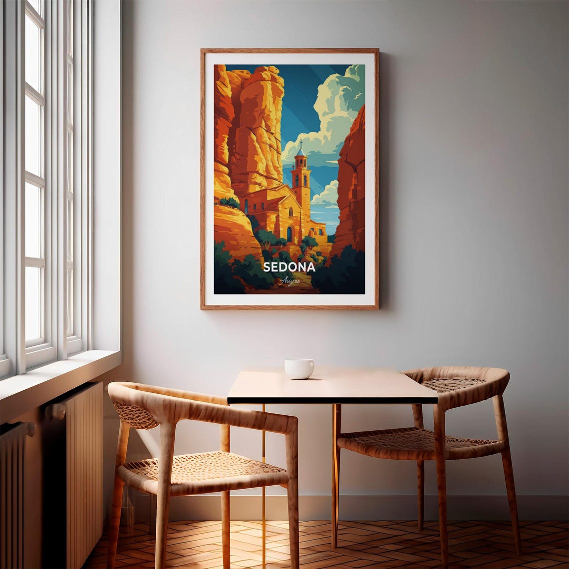 Sedona Travel Poster Chapel Of The Holy Cross City Print Cityscape Artwork Birthday Wedding Gift Wall Art Location Print Home Decor - Image 3