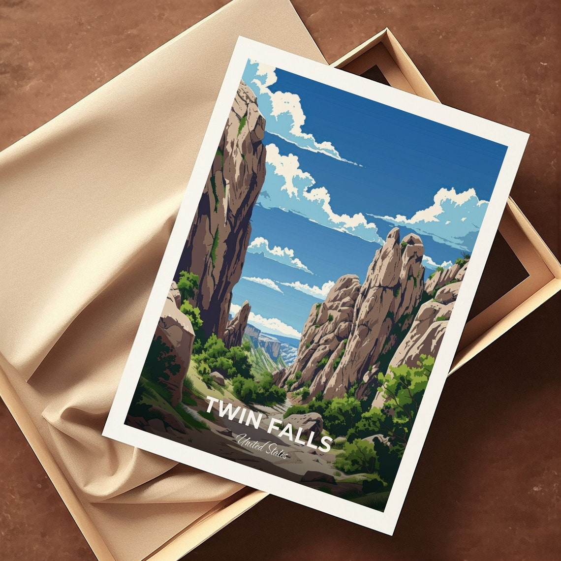 Twin Falls Travel Poster City Of Rocks National Reserve City Print Cityscape Artwork Birthday Wedding Gift Wall Art Location Print - Image 3