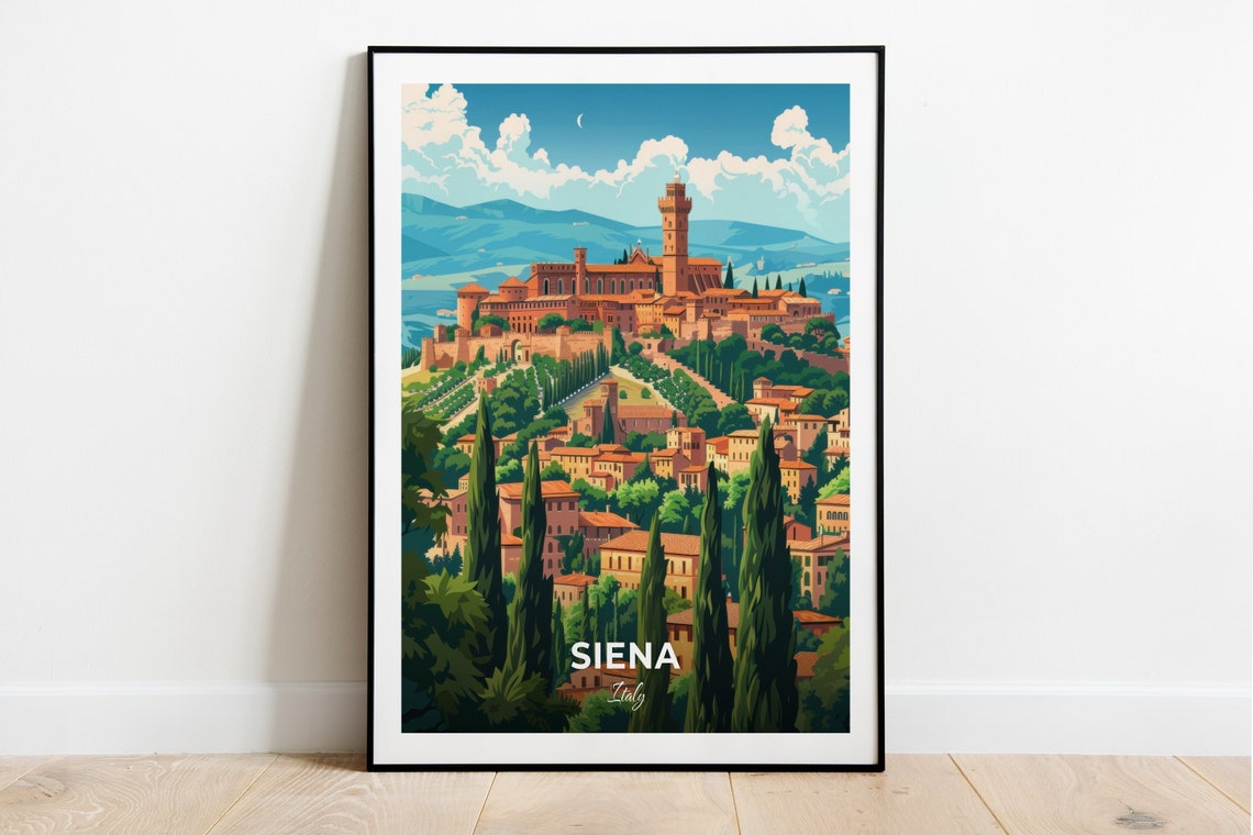 Siena Medicean Fortress Tower Cypress Trees Tuscany Italy Poster