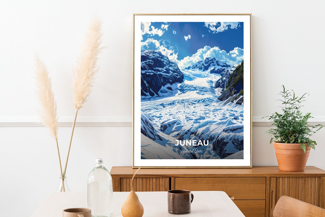 Juneau Mendenhall Glacier Alaska Ice Field United States Travel Poster - Image 2