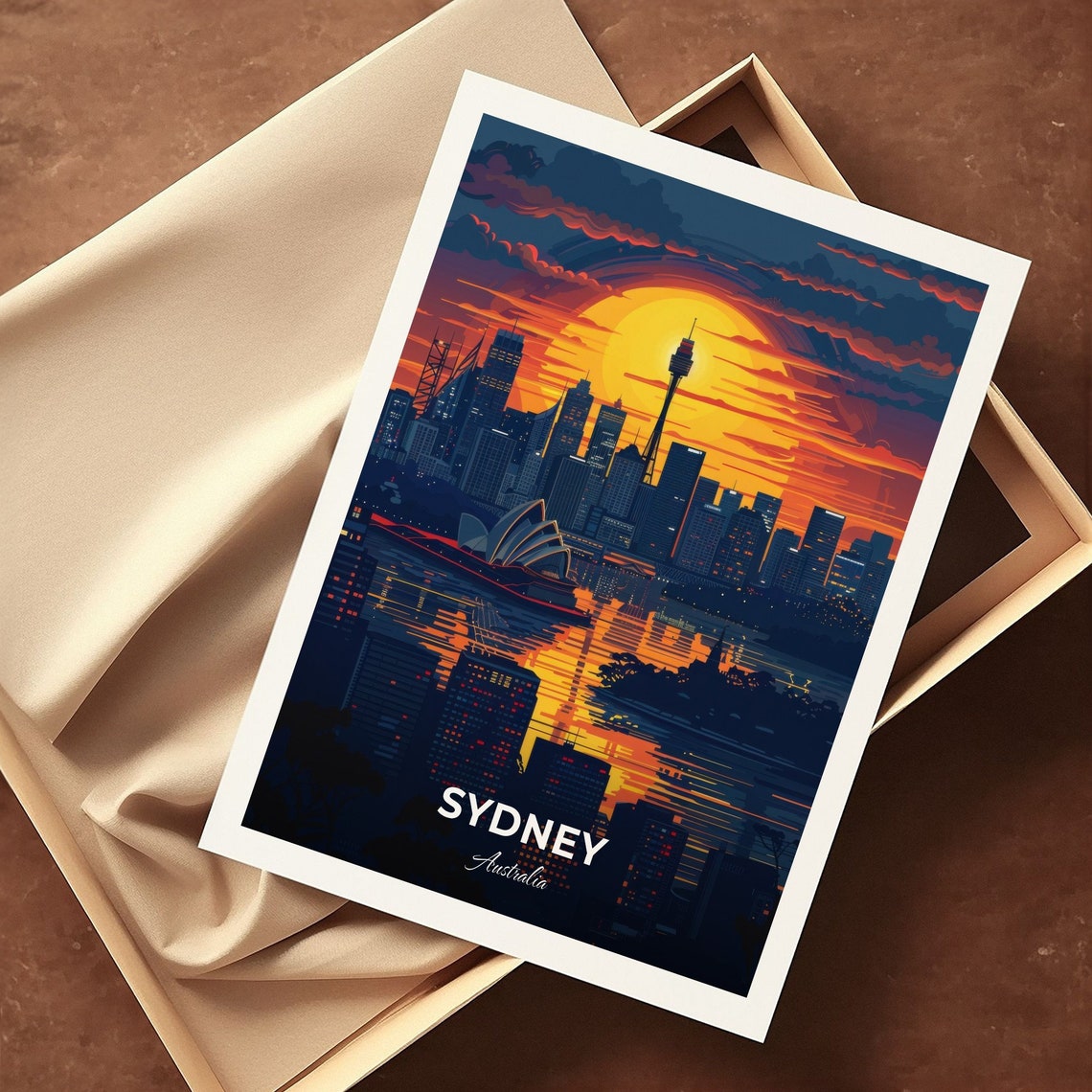Sydney Tower Eye Blazing Sunset Skyline Cityscape Travel Poster - Image 3