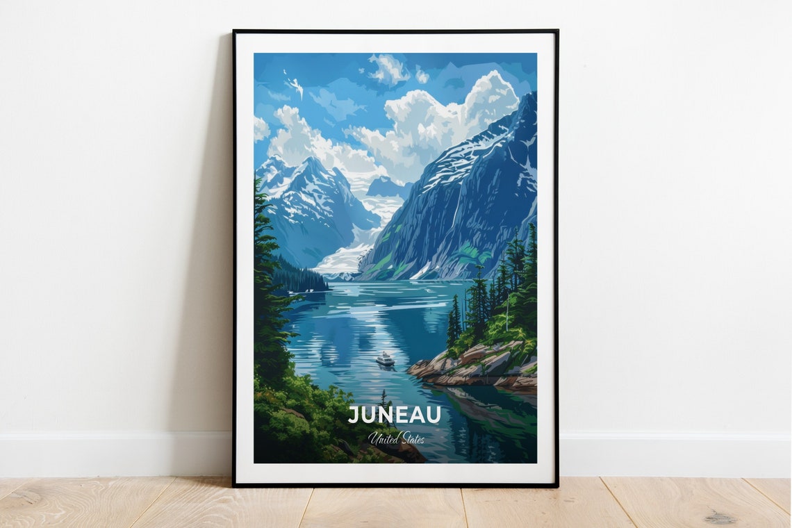 Juneau Tracy Arm Fjord Glacier Boat Cruise Adventure Travel Poster