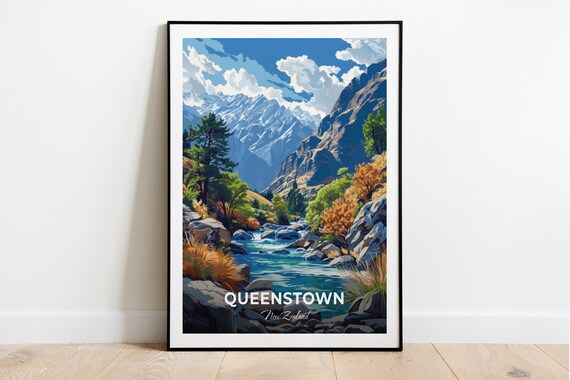 Queenstown Skippers Canyon Turquoise River Rocky Gorge Travel Poster