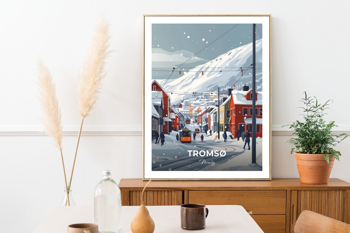 Tromso Norway Winter Street Snow Mountain View Travel Poster - Image 2