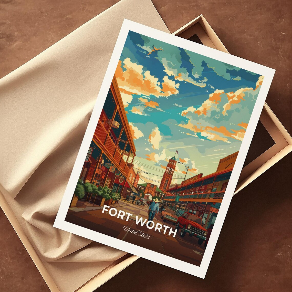 Fort Worth Texas Stockyards Western Street Vintage Travel Poster - Image 4