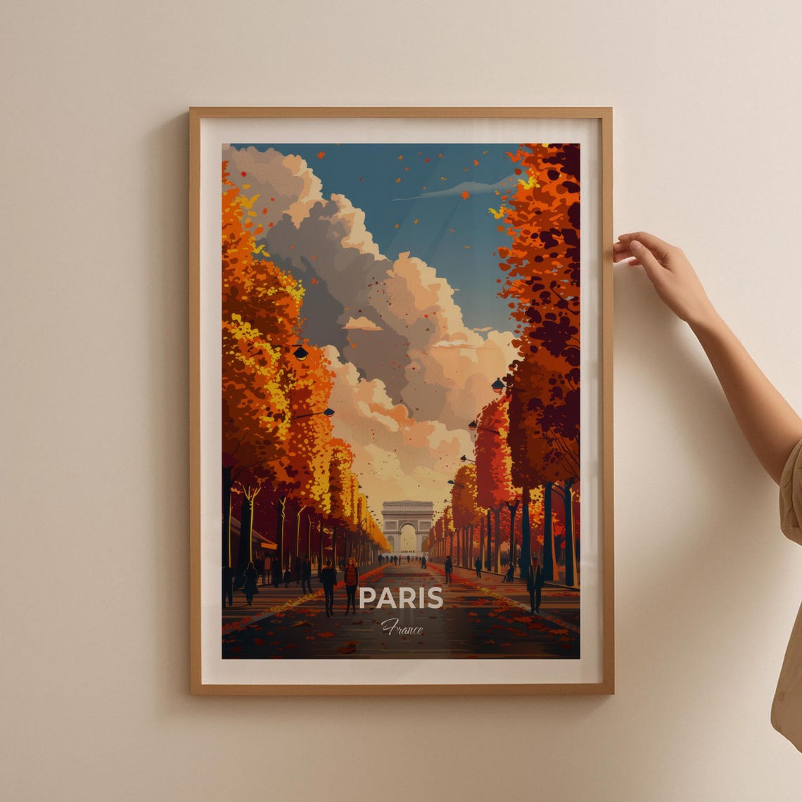 Paris France Arc de Triomphe Autumn Avenue Vintage Travel Poster - Image 2