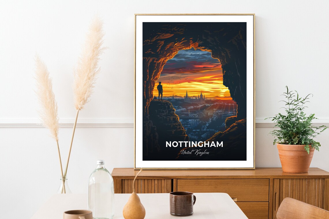 Nottingham City Of Caves Cave Window City Lights Travel Poster - Image 2