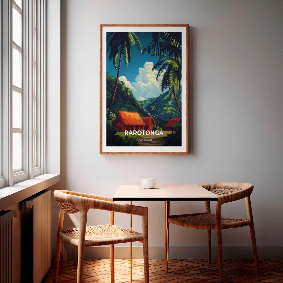Rarotonga Cook Islands Palm Village Mountain View Travel Poster - Image 2