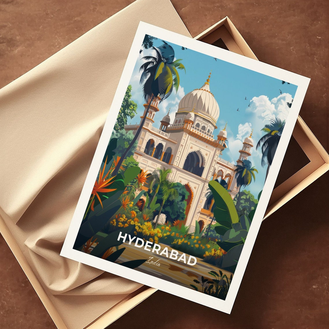 Hyderabad Chowmahalla Palace Domed Garden Oasis Travel Poster - Image 3