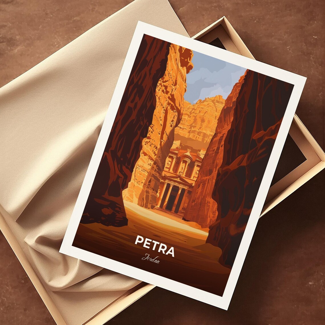 Petra Jordan The Siq Canyon Treasury Vintage Desert Travel Poster - Image 4