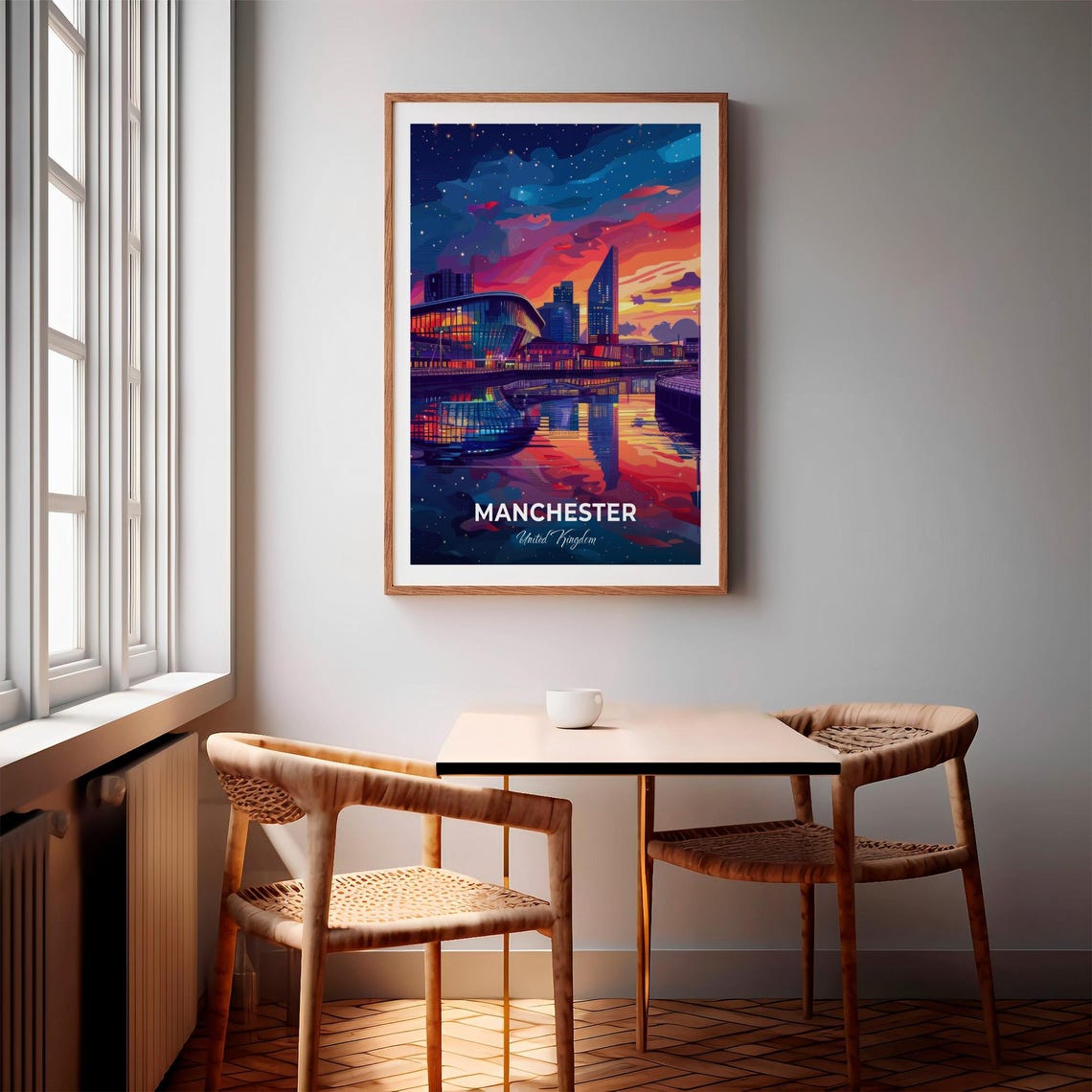 Manchester MediaCityUK Night Skyline Modern City Travel Poster - Image 3