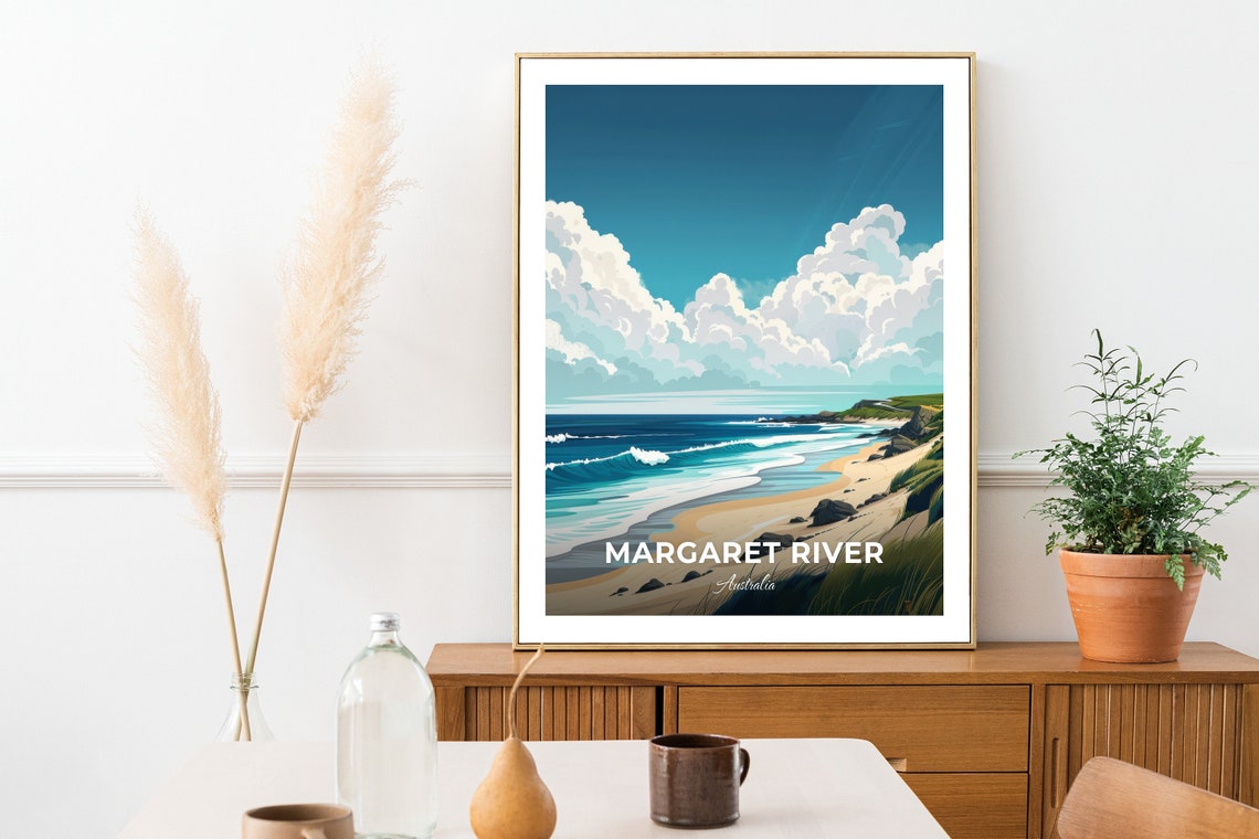 Margaret River Australia Rolling Waves Ocean Beach Travel Poster - Image 3