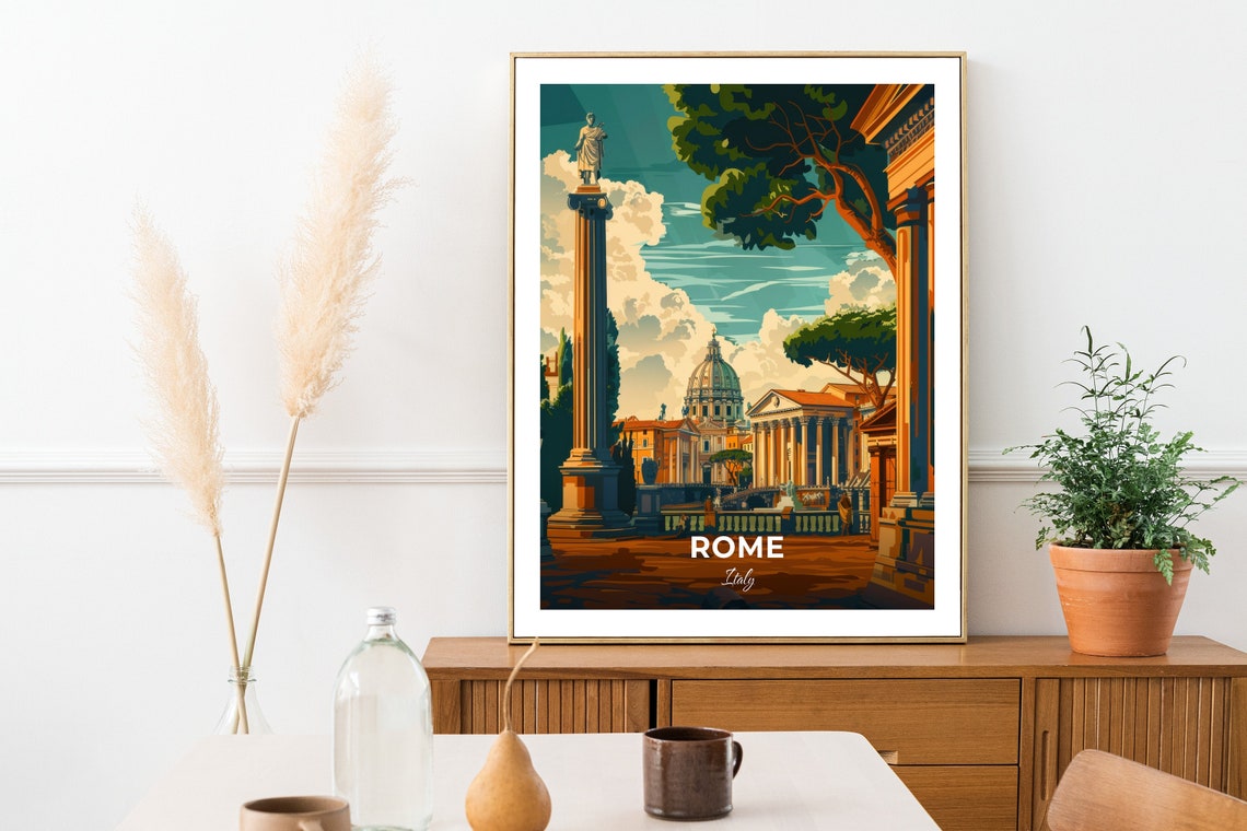 Rome Capitoline Museums Classical Column Temple Travel Poster - Image 2