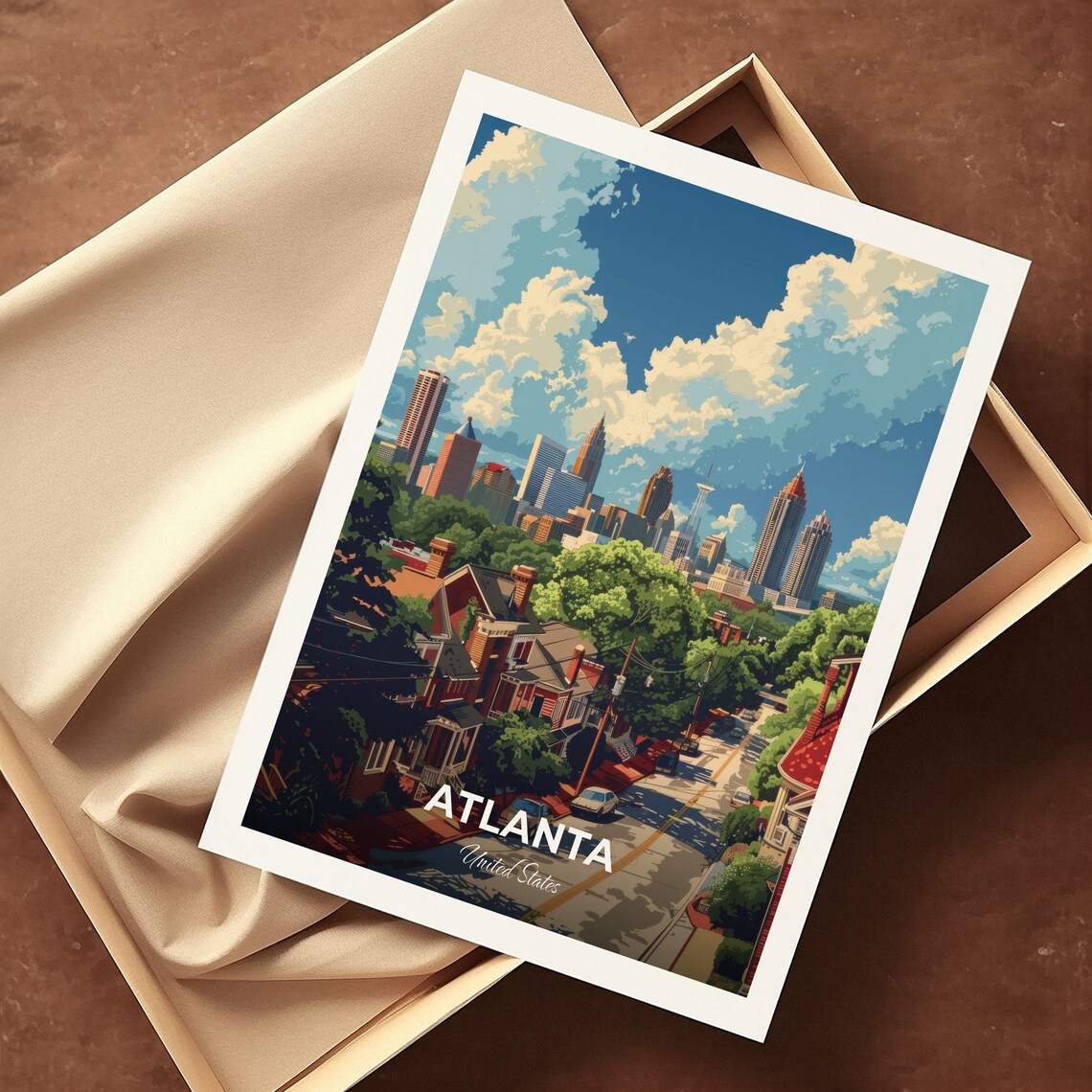 Atlanta Georgia Skyline Vintage Style Cityscape Travel Poster - Image 3