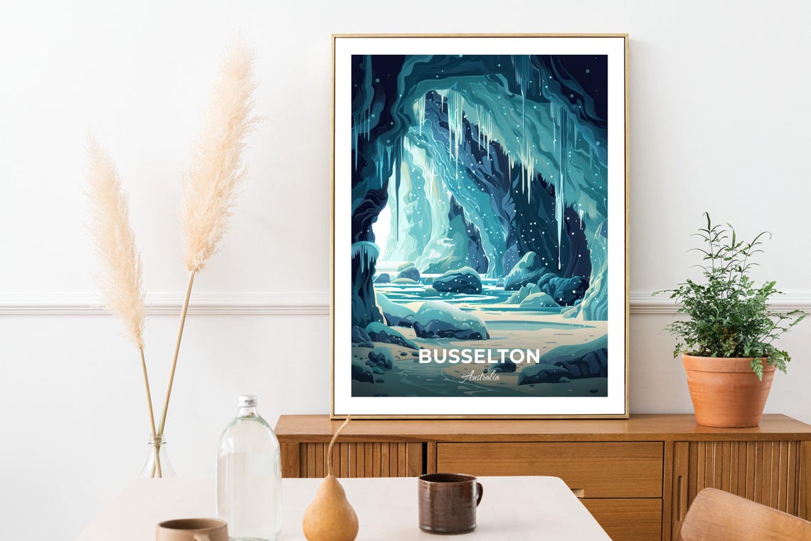 Busselton Australia Blue Ice Cavern Icicle Grotto Travel Poster - Image 3