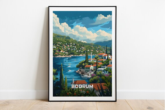 Bodrum Turkey Torba Hillside Village White Houses Blue Bay Poster
