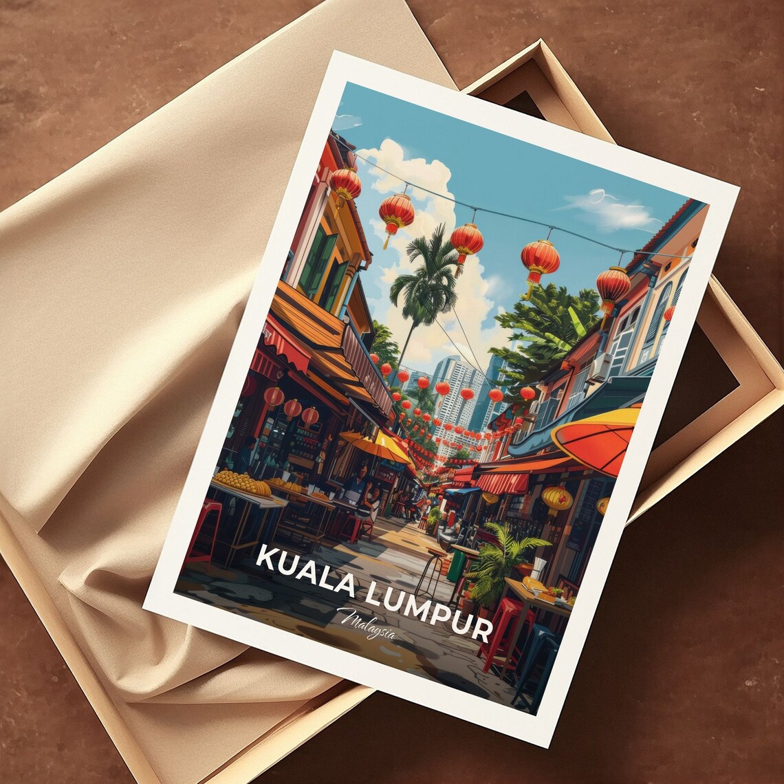 Kuala Lumpur Chinatown Lantern Street Food Market Travel Poster - Image 3