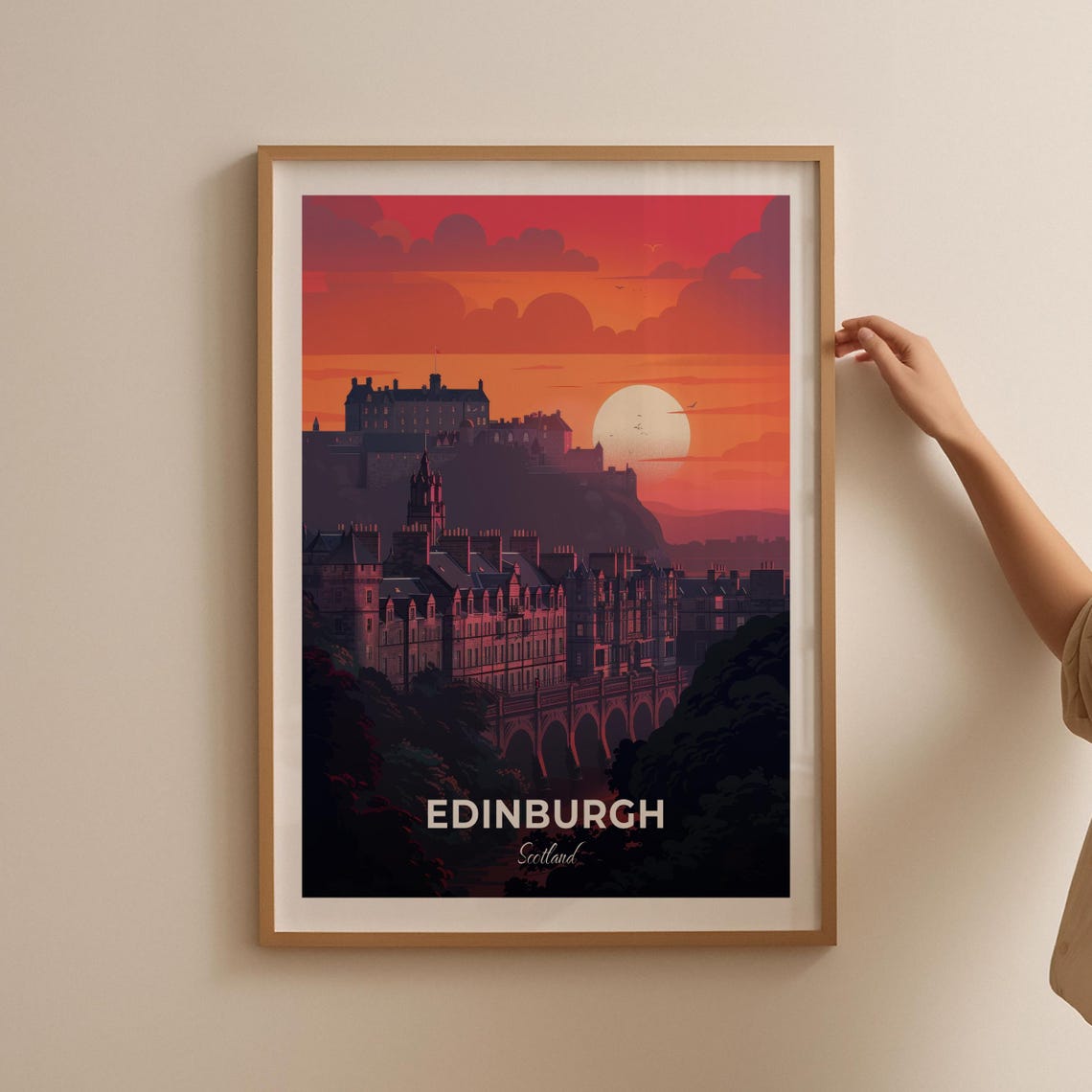 Edinburgh Holyrood Palace Sunset Scotland Modern Travel Poster - Image 2
