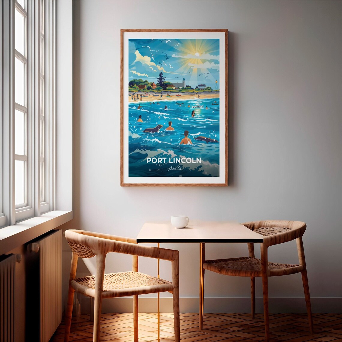 Port Lincoln Australia Beach Swimmers Surfers Sea Lions Sunny Poster - Image 2
