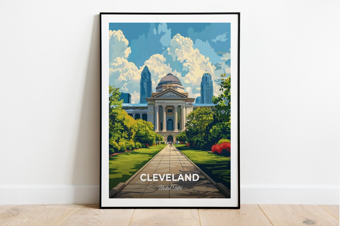 Cleveland Travel Poster Cleveland Museum Of Natural History City Print Cityscape Artwork Birthday Wedding Gift Wall Art Home Decor