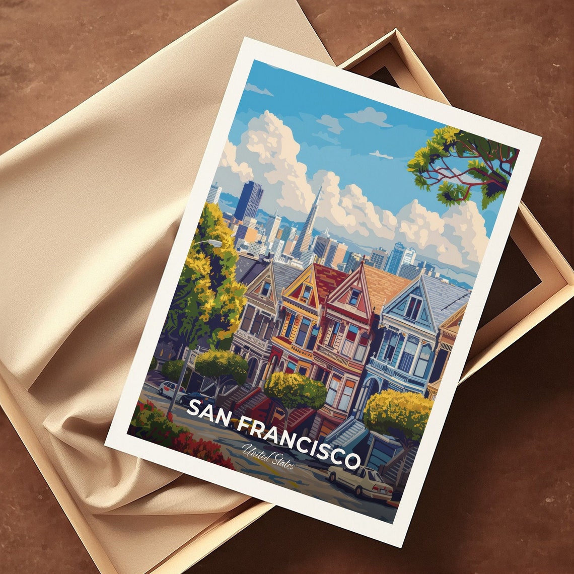 San Francisco Painted Ladies Victorian Houses Skyline Poster - Image 3