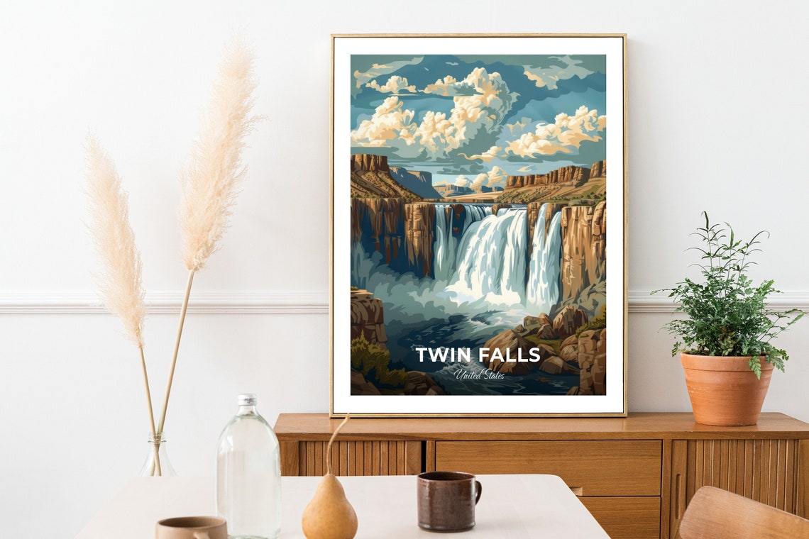 Twin Falls Shoshone Falls Wide Cascade United States Travel Poster - Image 2