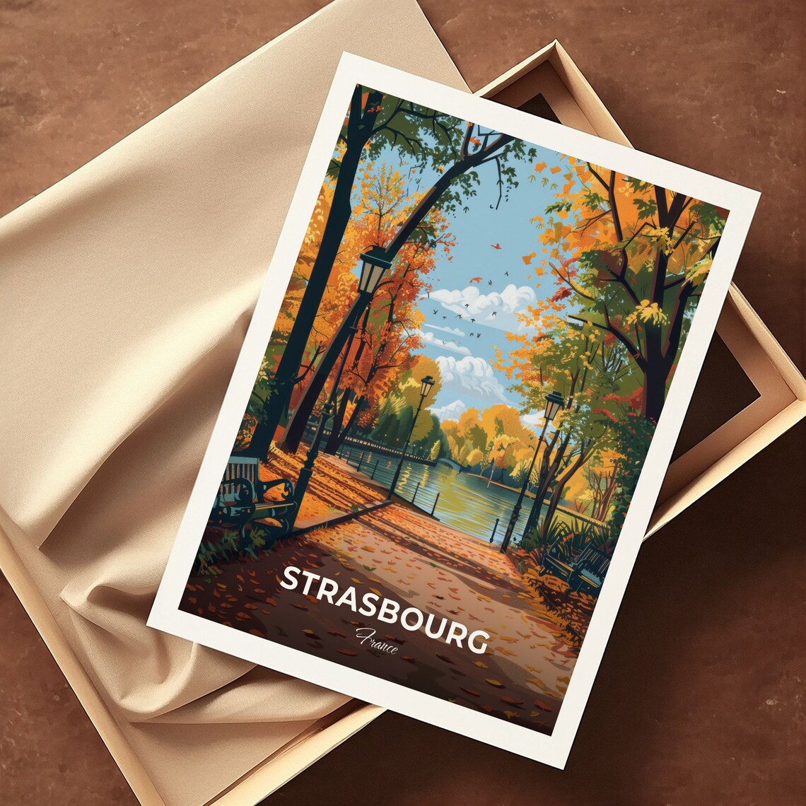 Strasbourg France Parc Orangerie Autumn Path Fallen Leaves Park Poster - Image 3