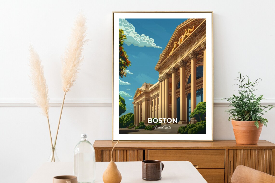 Boston Massachusetts Museum of Fine Arts Column Facade Travel Poster - Image 2
