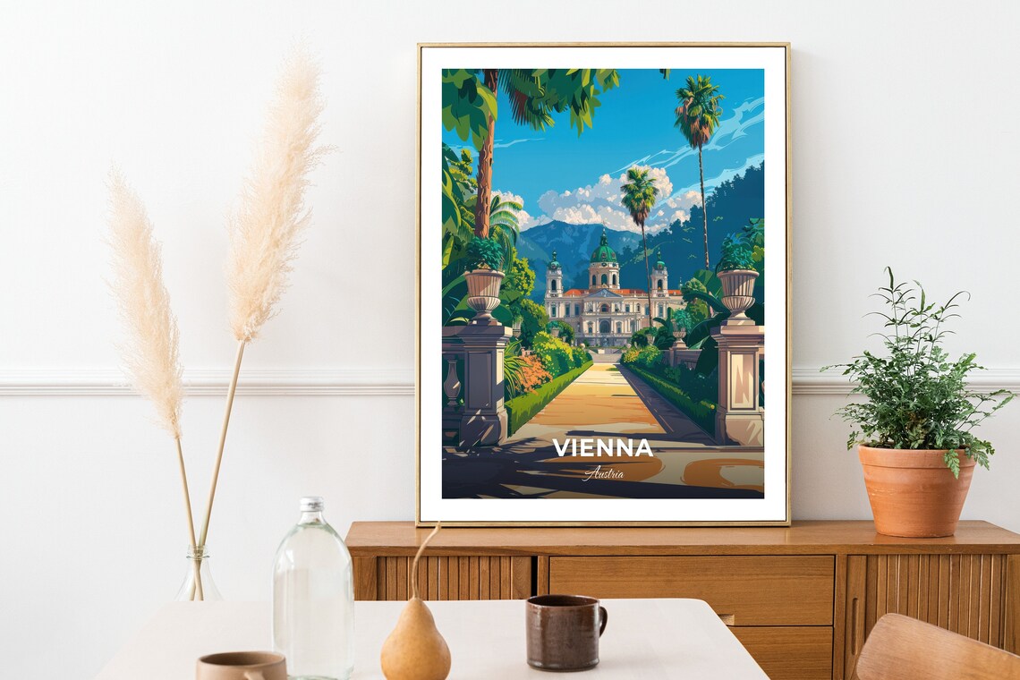 Vienna Belvedere Palace Baroque Domes Garden Avenue Austria Travel Poster - Image 2