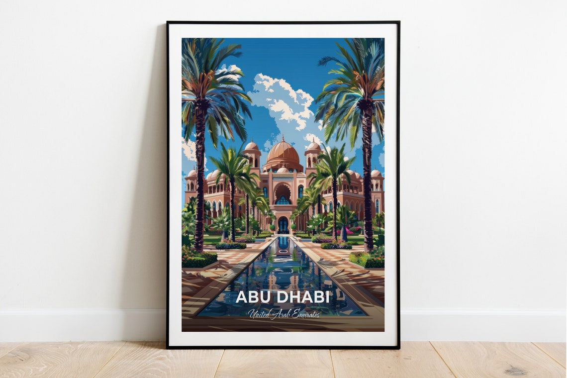 Abu Dhabi UAE Emirates Palace Domed Resort Reflecting Pool Poster