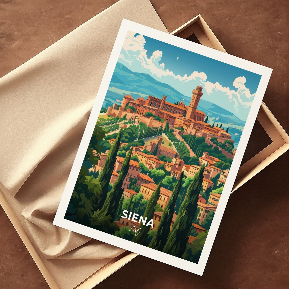 Siena Medicean Fortress Tower Cypress Trees Tuscany Italy Poster - Image 3