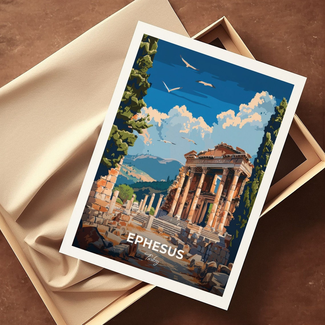 Ephesus Turkey Ancient Stone Temple Columns Vintage Travel Poster - Image 3