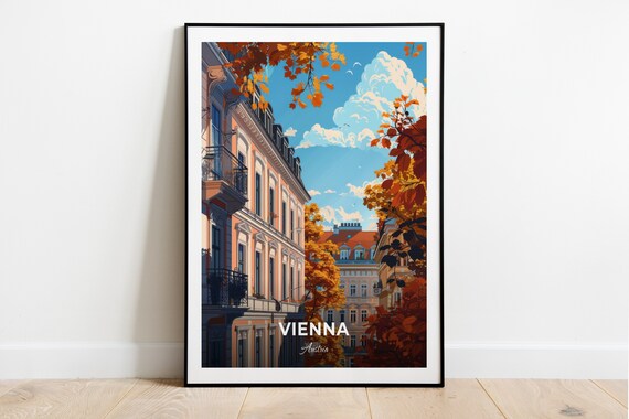 Vienna Austria Spittelberg Historic Street Autumn Facades Travel Poster