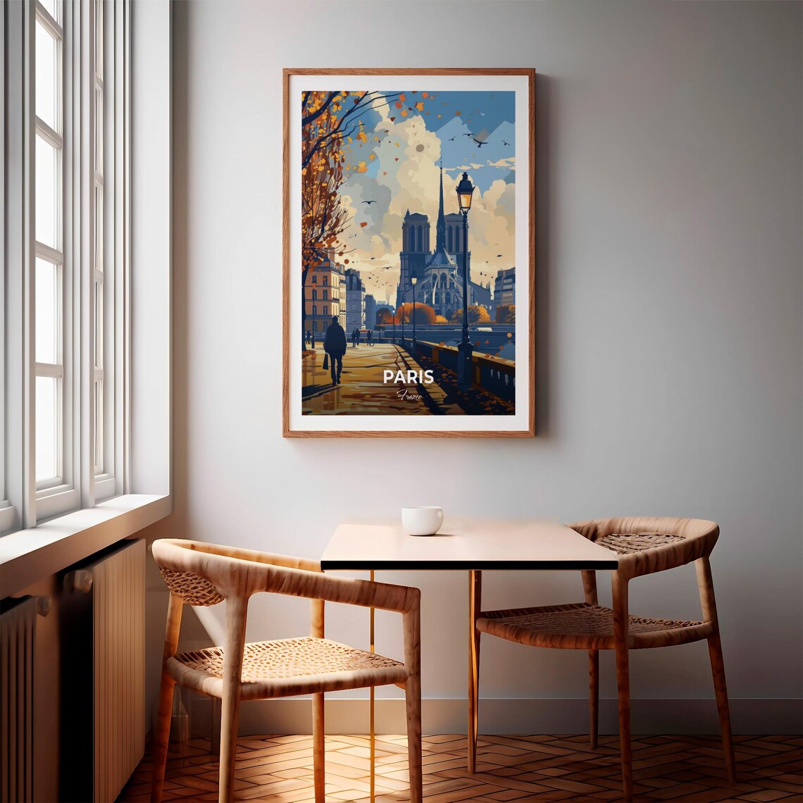 Paris France Notre Dame Cathedral Autumn Riverside Travel Poster - Image 3
