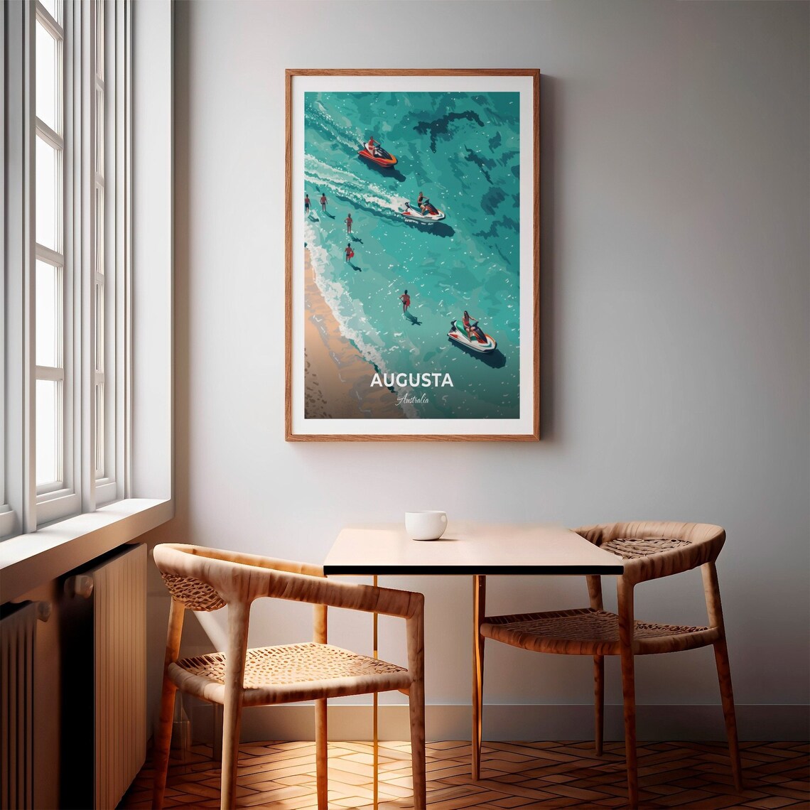 Augusta Turquoise Bay Jet Skis Swimmers Australia Vintage Travel Poster - Image 2