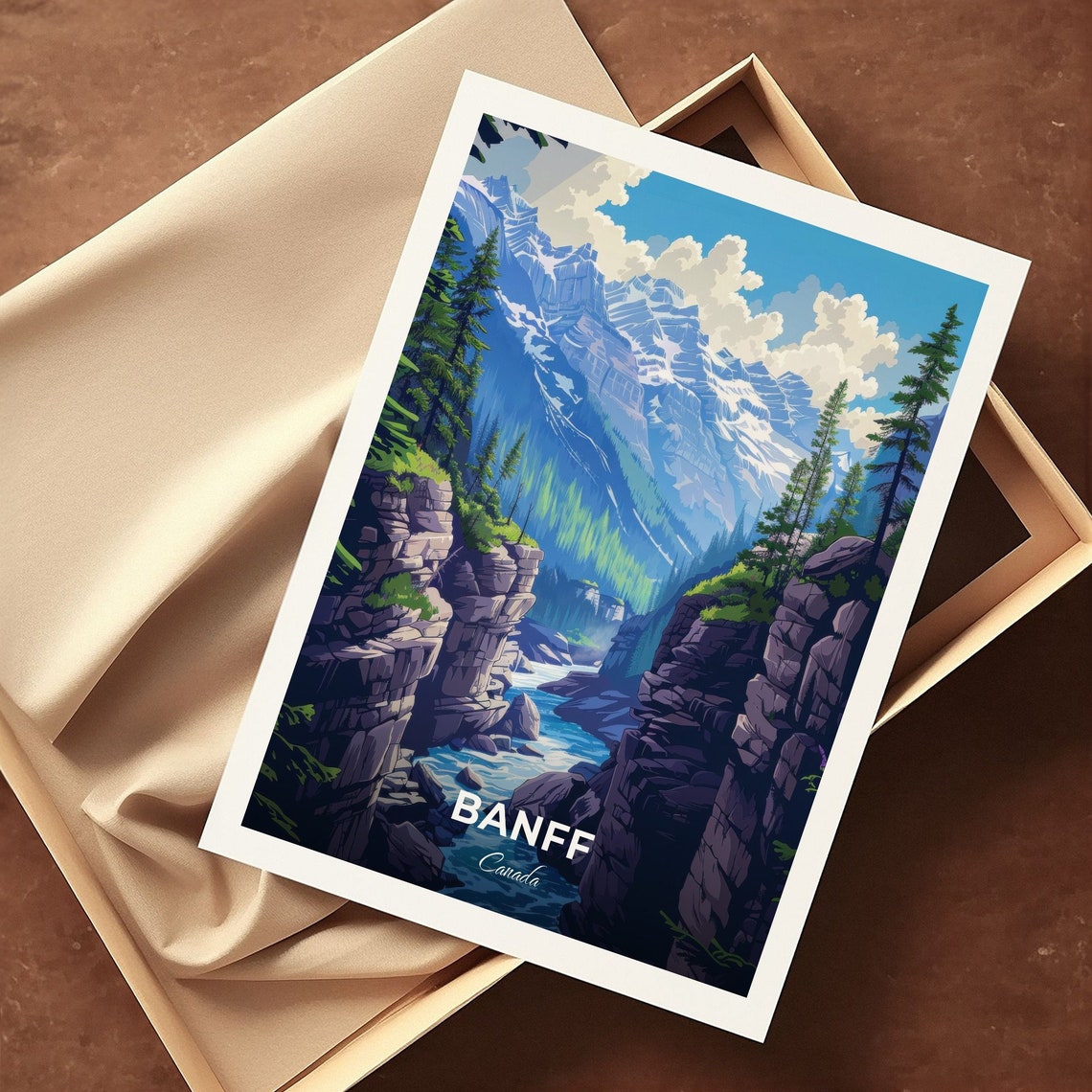Banff Canada Johnston Canyon Rocky Gorge Summer Travel Poster - Image 3