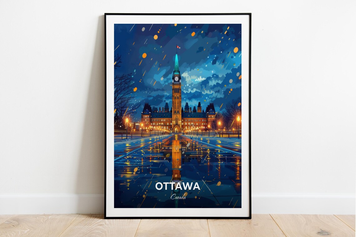 Ottawa Travel Poster Canadian Museum Of Nature City Print Cityscape Artwork Birthday Wedding Gift Wall Art Location Print Home Decor