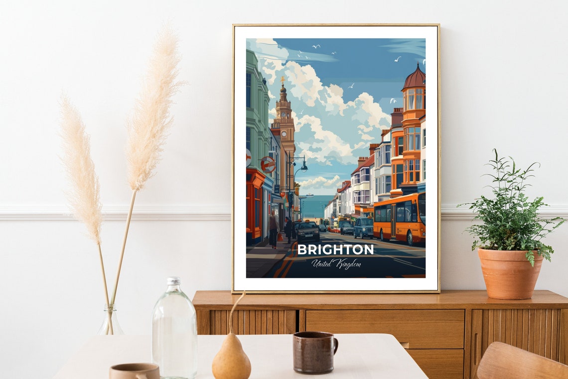 Brighton United Kingdom The Lanes Street Scene Sea View Sunny Poster - Image 2