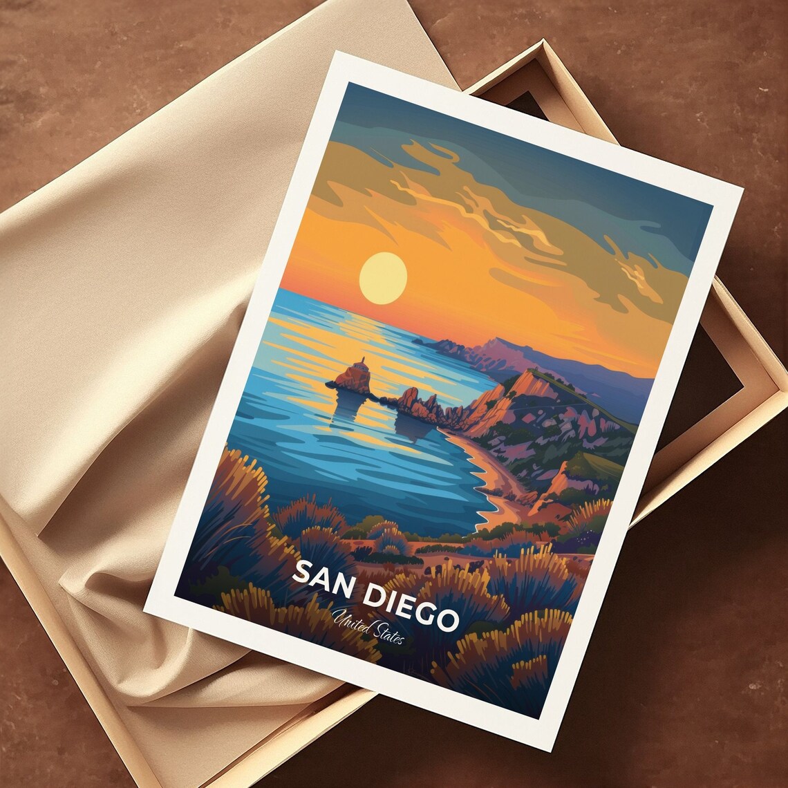 San Diego United States Cabrillo Coast Sunset Cliffs Ocean View Poster - Image 3