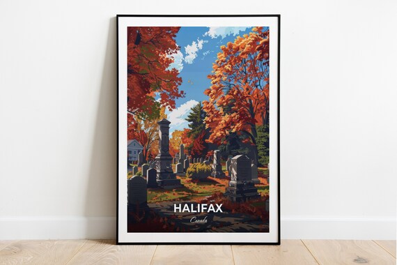 Halifax Canada Historic Cemetery Autumn Foliage Fall Travel Poster