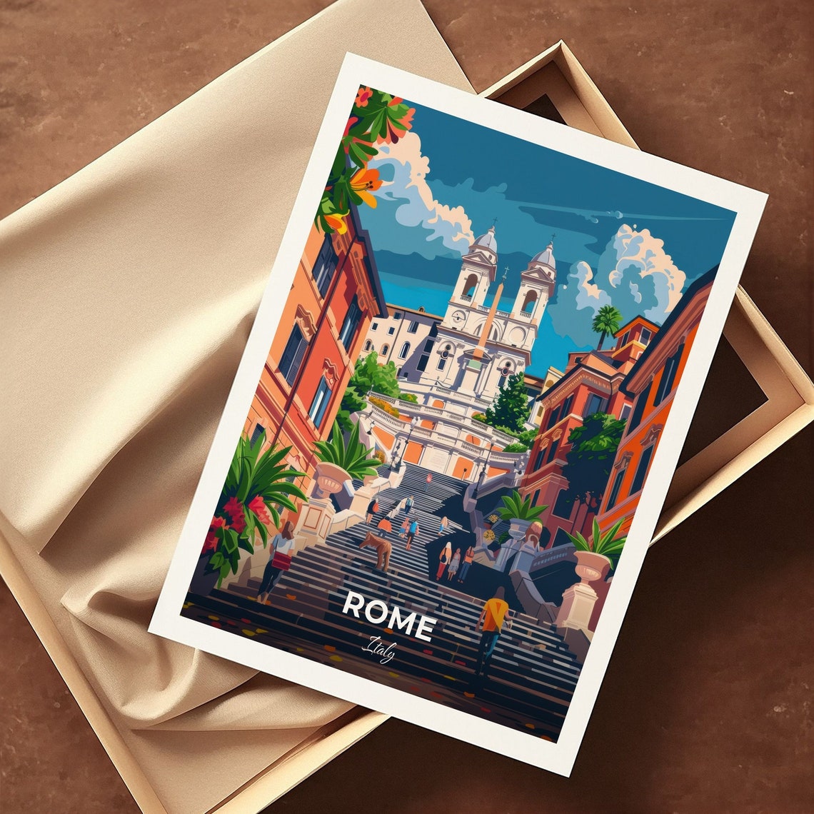 Rome Grand Spanish Steps Trinita dei Monti Church Travel Poster - Image 3