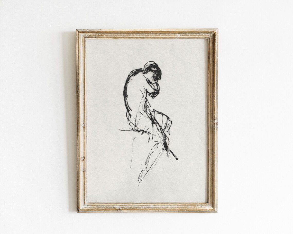 Abstract Woman Line Art, Vintage Minimalist Art Print