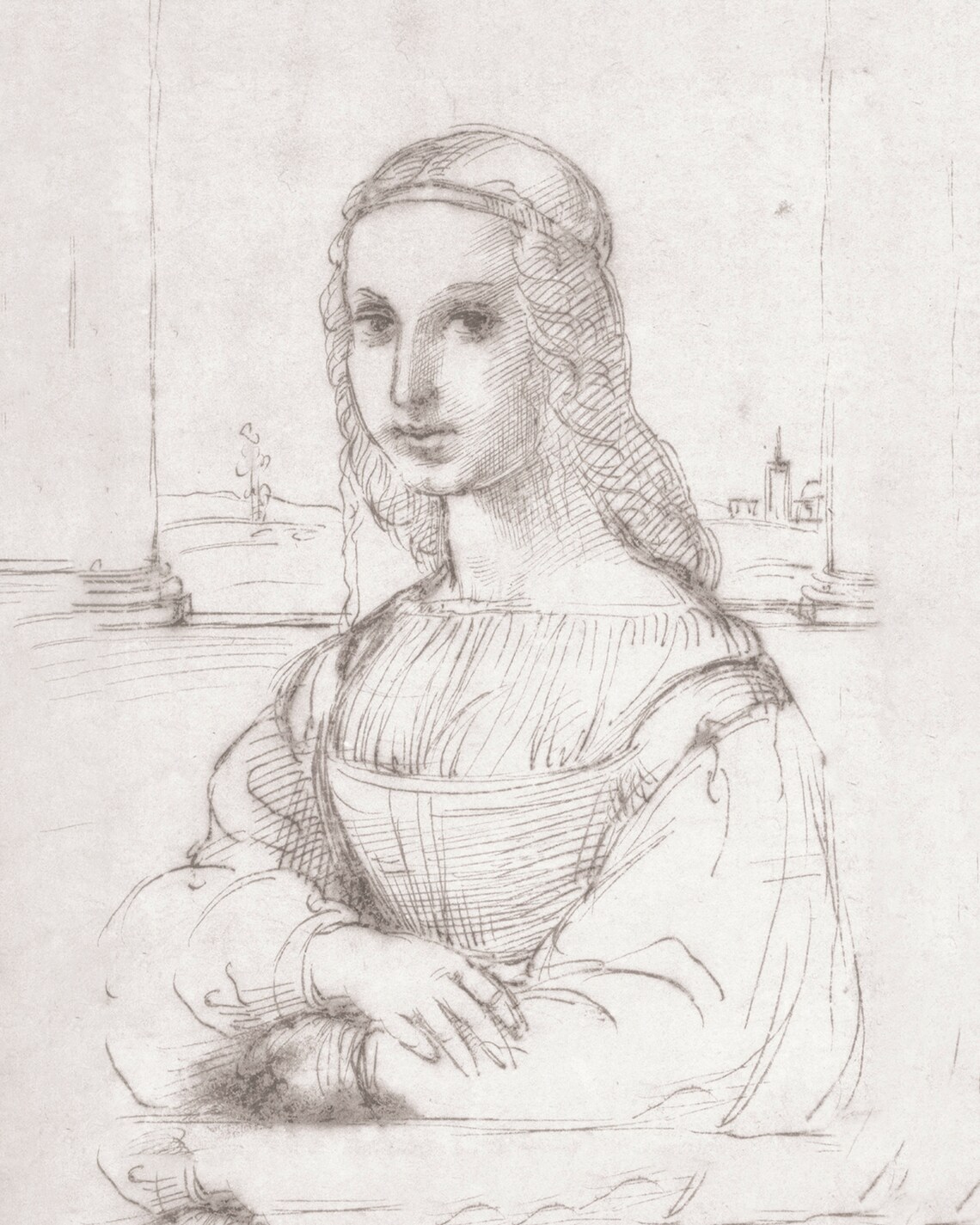 Renaissance Style Portrait Sketch of a Lady Old Master Drawing Art Poster - Image 3