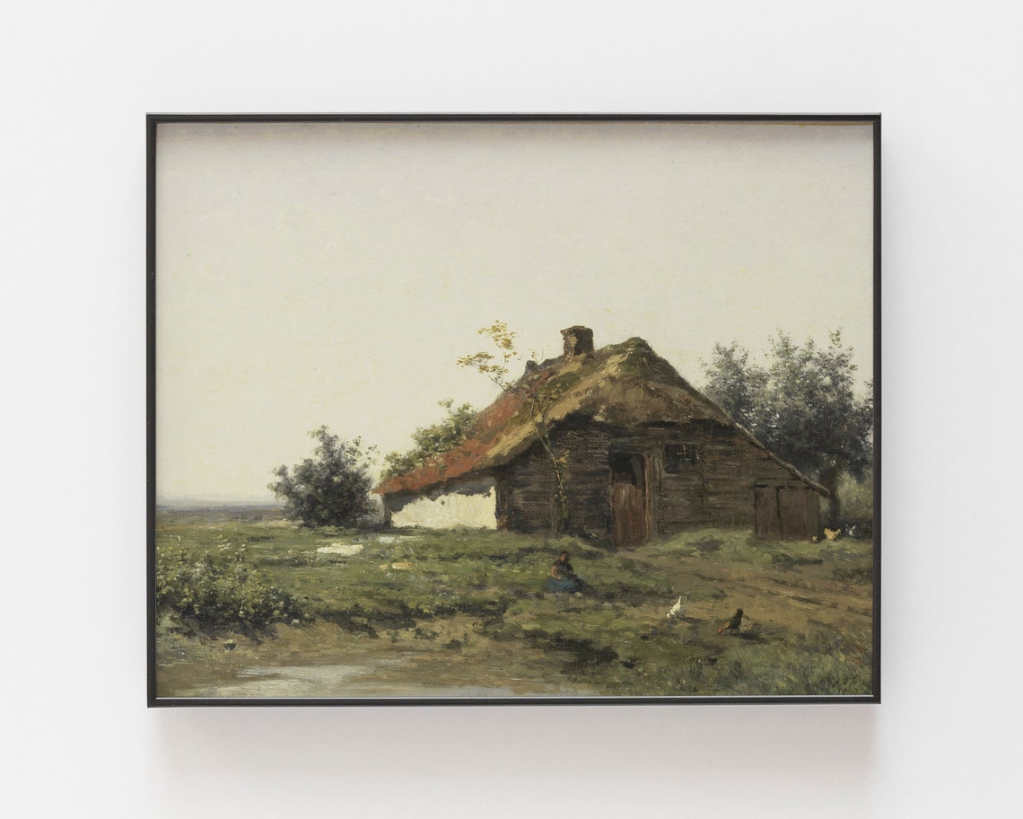 Farmhouse Wall Art Vintage Art Farmhouse Art Print Vintage Landscape Print Country Painting Cottage Decor Antique Print Art