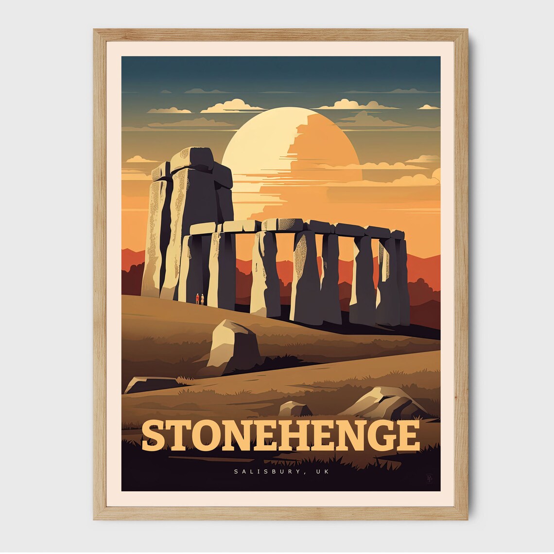 Stonehenge Salisbury UK Ancient Stones Golden Sunset Travel Poster