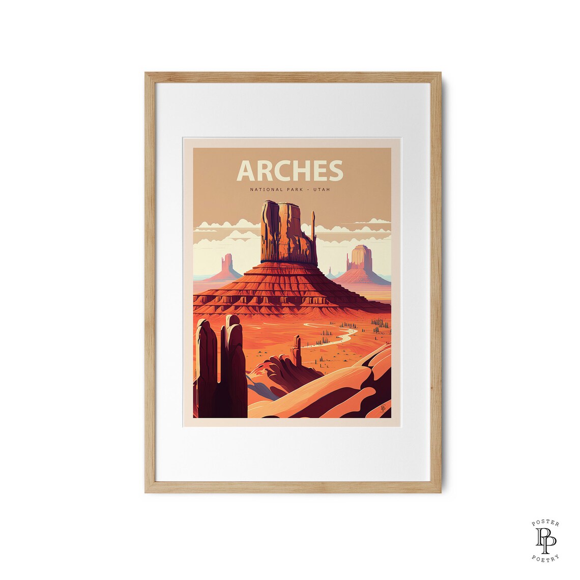 Arches Utah National Park Red Rock Buttes Desert Sunset Travel Poster - Image 3